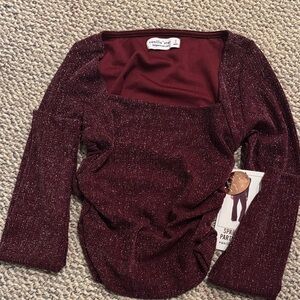 Vanilla Star Sparkling Burgundy Off-the-Shoulder top